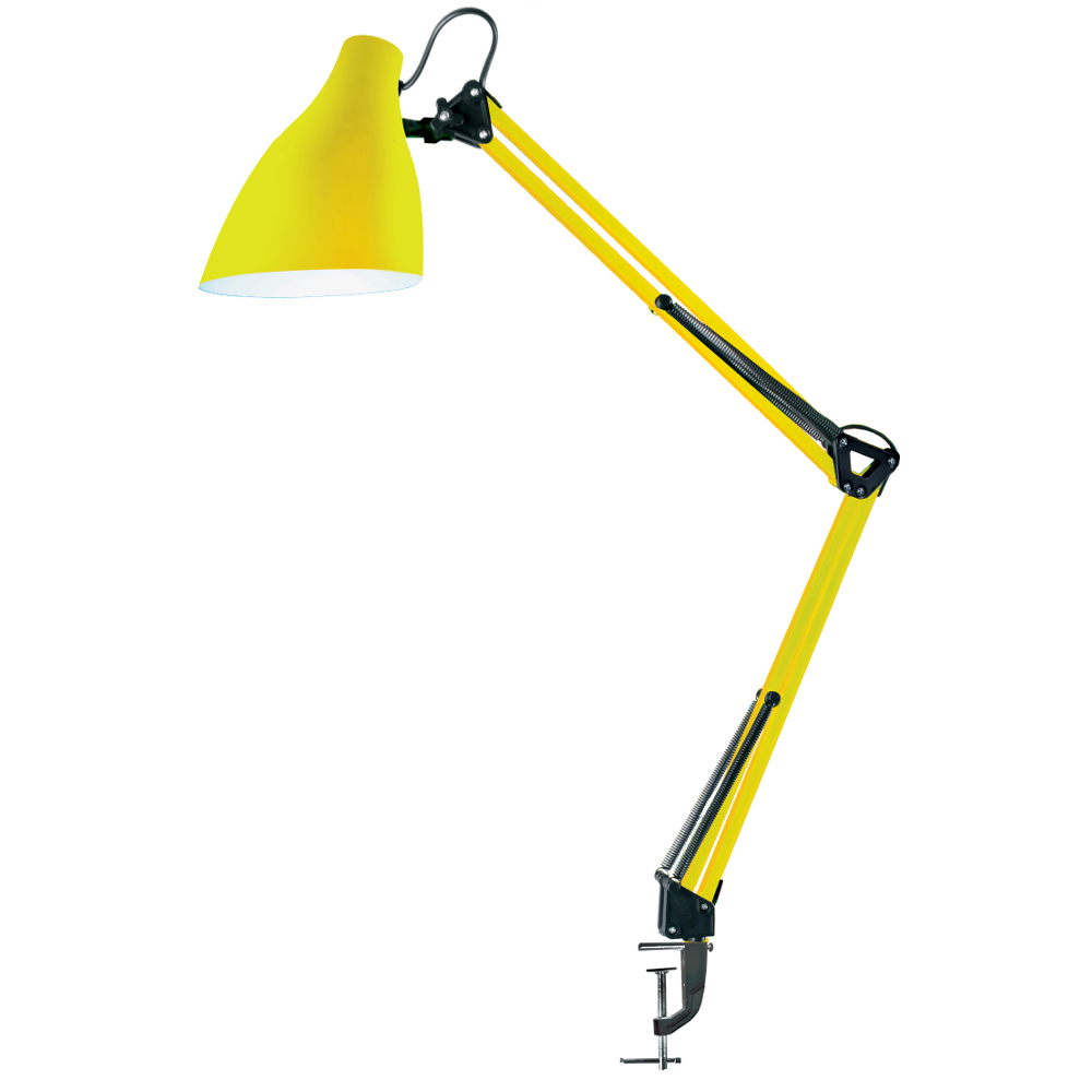 Светильник настольный Camelion KD-335 C07 желтый (метал. струбцина, 230V, 40W, E27)