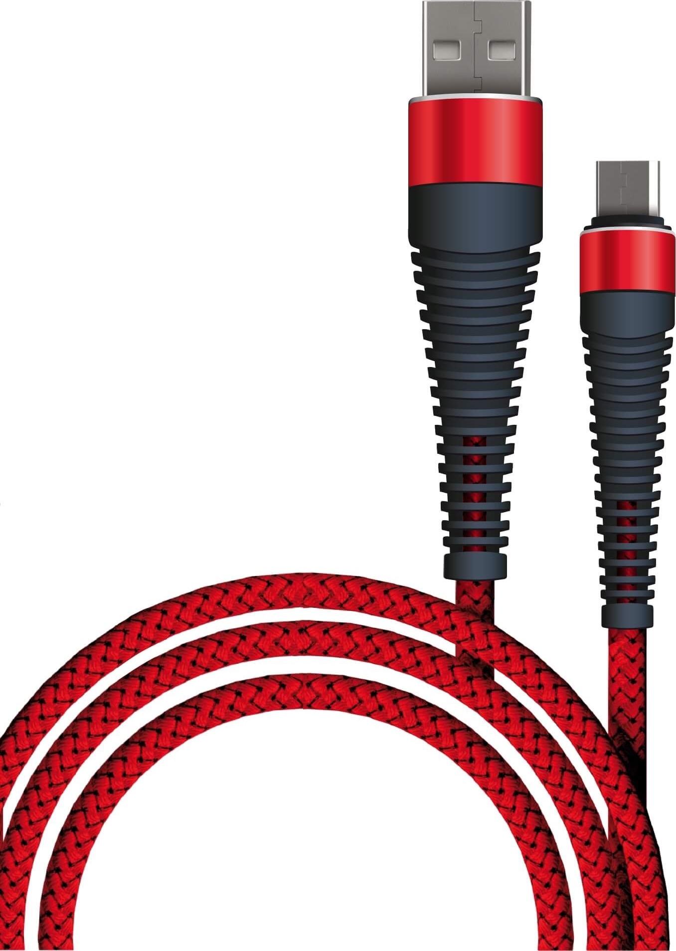 Дата-кабель Fishbone USB-micro USB; 3А;1м; красный  Borasco