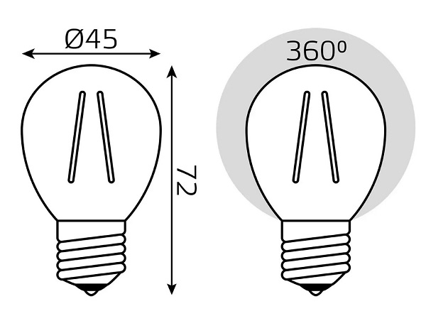 Лампа Gauss Filament Шар 7W 580lm 4100К Е27 LED (3 лампы в упаковке) 1/20