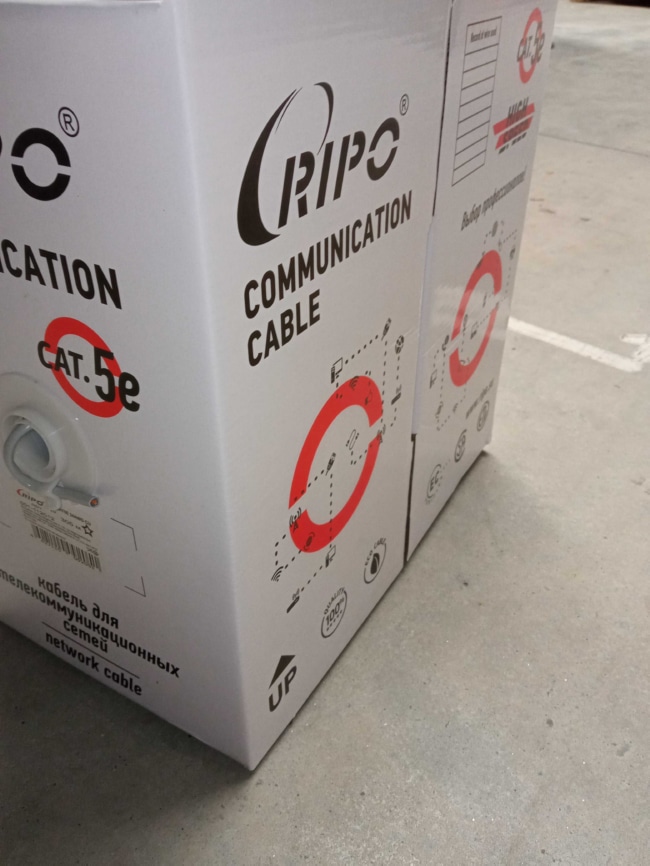 Кабель RIPO UTP4 CAT5E 24AWG  Cu 305м (медь)