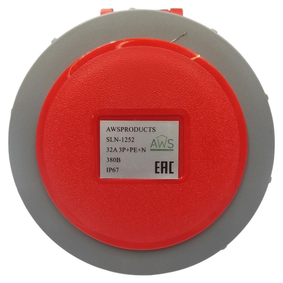 Розетка стационарная 32A 5п (3P+PE+N) SLN-1252 IP67, 380В, AWSPRODUCTS