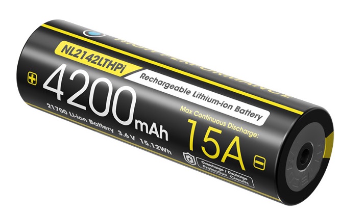 Аккумулятор Li-Ion с защитой NL2142LTHPi 21700 3.6v 4200mAh 15A (-40° C) NITECORE