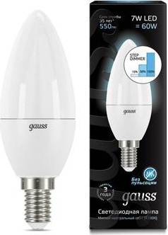 Лампа GAUSS LED DIMMER (STEP) Свеча 7W 220V E14 4100К 550Lm