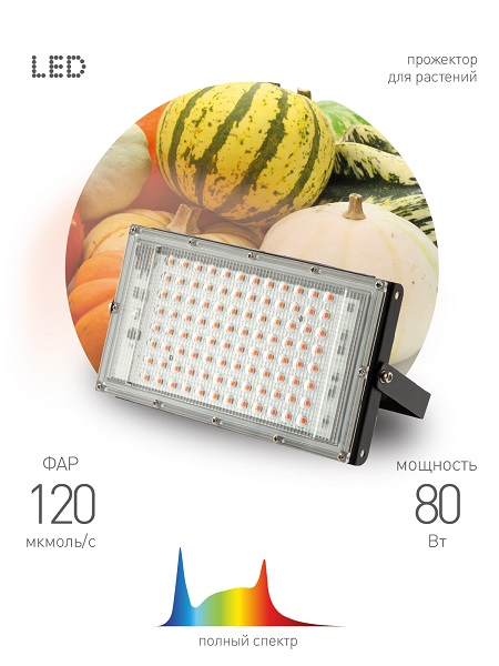 Фитопрожектор для растений светодиодный FITO-80W-Ra90-LED-Y полного спектра ЭРА