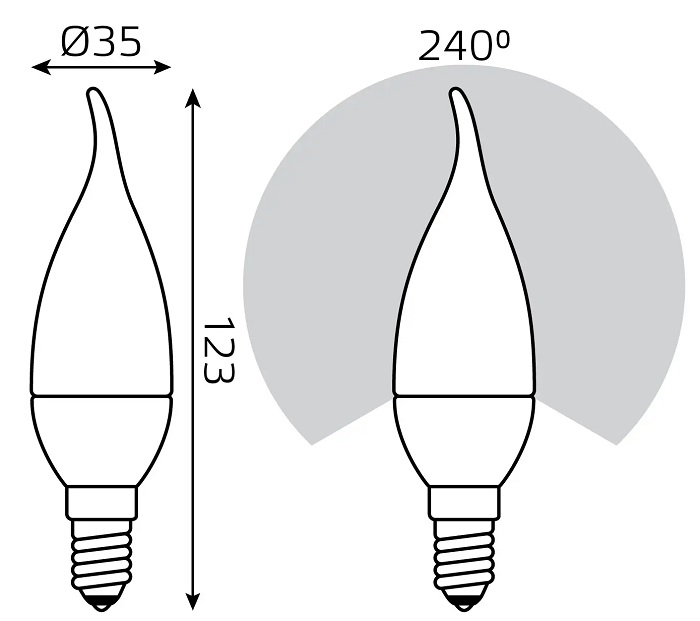 Лампа Gauss Elementary LED  Свеча на ветру 8W 220V E14  2700/3000К 520Lm