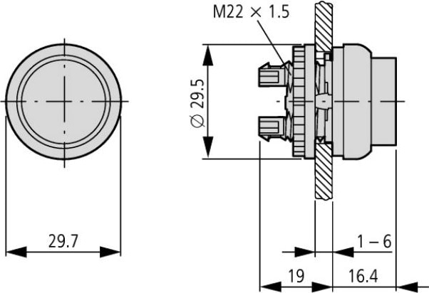 Кнопка M22-DRLH-B синяя  выступ. с подсветкой