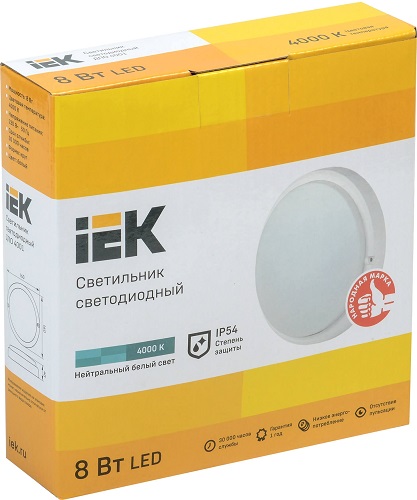 Светильник LED ДПО 4001 8Вт IP54 4000K круг белый IEK