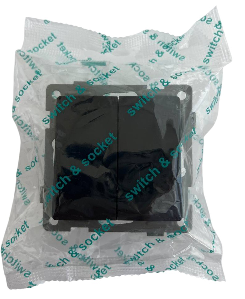 Выключатель проходной 2-кл. чёрный  U2B-002-2 SoftTouch "Uno" AWSproducts