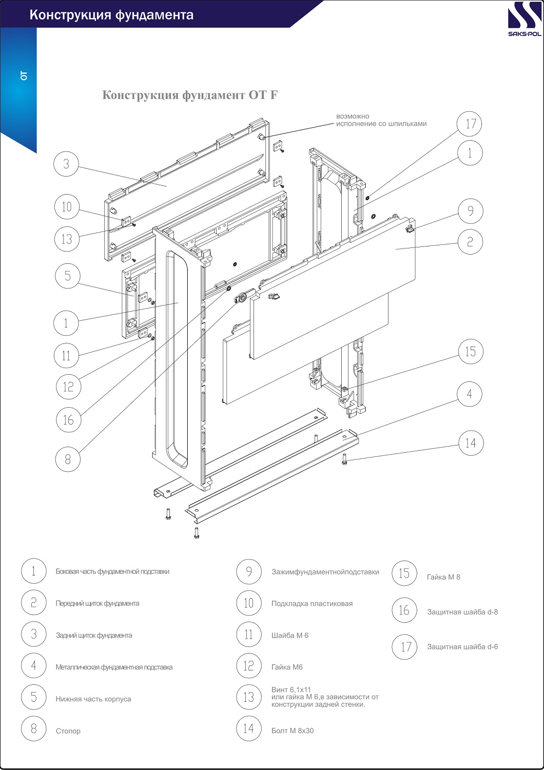 Шкаф стеклопласт. RKT3 108.1-55SF-0 (к-т шкаф, фунд. надст.) Saks-pol