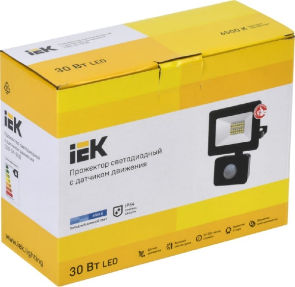 Прожектор СДО 06-30Д светодиодный черный с ДД IP54 6500K IEK