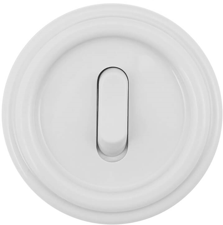 Выключатель 1-кл. проходной, пластик, цвет Белый (клавишный)