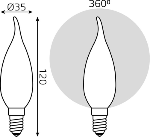 Лампа GAUSS LED Filament Свеча на ветру OPAL 5W Е14 2700К 420Lm