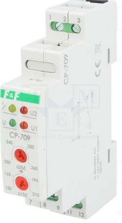 Реле контроля напряжения  CP-709 (1ф,16А, ниж.п150-210В;верх.п230-260)