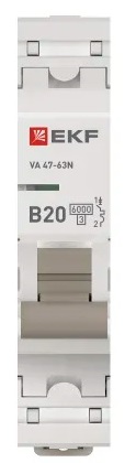 Автоматический выключатель ВА 47-63N B20/1 6кА Proxima EKF (без НДС)