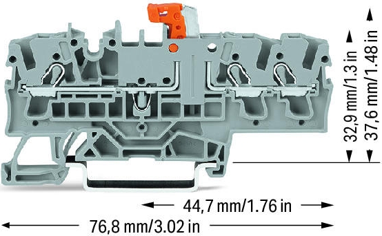 Клеммник 2,5 кв.мм.16А, 400В,2отв./1пол. сер. WAGO