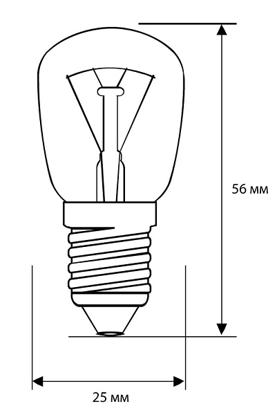 Лампа накаливания Т20 Е14 15Вт t=300* прозрачная Camelion