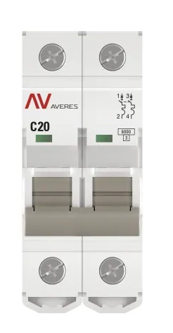 Автоматический выключатель AV-6 C20/2 6кА  AVERES EKF