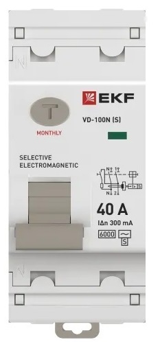 УЗО ВД-100N S 40/2 300мА, тип AC, 6кА PROXIMA EKF
