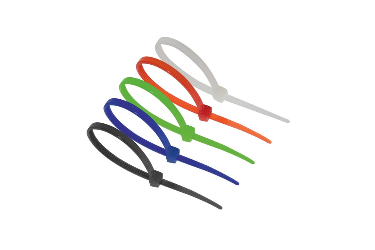 Хомут 2,5*100 цветной набор нейлон (ч,б,кр,син,зел.) (25 шт)  (HLT), уп