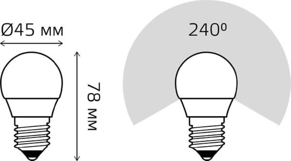 Лампа LED G45 E27 3000К 8Вт 520Лм Elementary Gauss