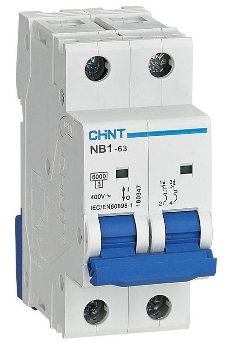 Выключатель автоматический модульный 2п C 20А 6кА NB1-63 (R) CHINT 179660