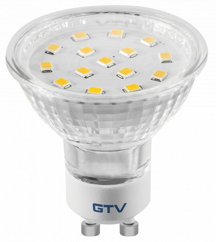 Лампа светодиодная GU10, SMD 2835, 3200K, 4W, 320lm, AC220-240V, 120°, 43 mA GTV