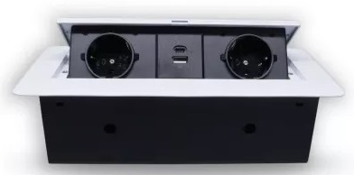 Розетка горизонтальная выдвижная 2 Euro 16A, USB type A+C с блоком 18W RocketSocket, проводка, цвет 
