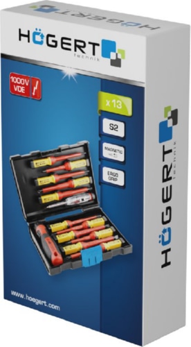 Набор диэлектрических отверток, с отверткой индикаторной 1000 В 13 штук HOEGERT, ком