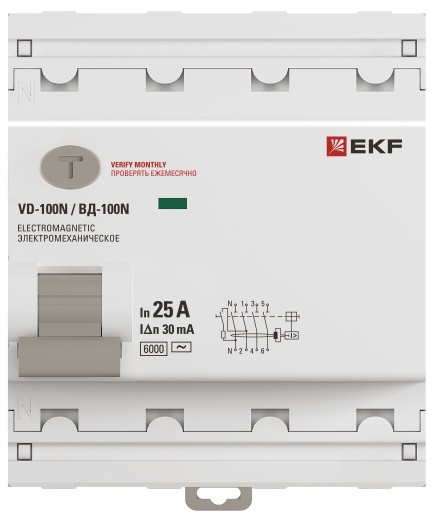 УЗО ВД-100N 25/4 30мА, тип AC, 6кА PROXIMA EKF