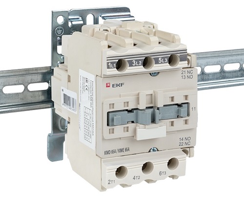 Контактор КМЭ 65А (кат.220В АС, 65А, 37кВт, 1но. 1нз) EKF