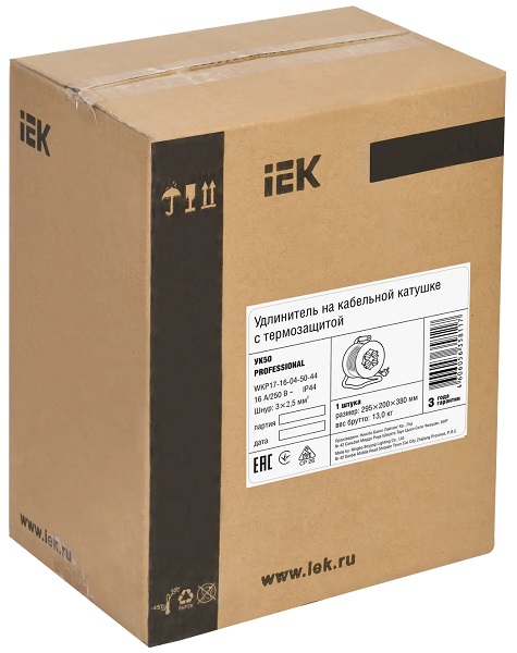 Удлинитель на катушке 4гн. 50м с/з IP44 КГ 3х2,5мм2 PROFESSIONAL IEK