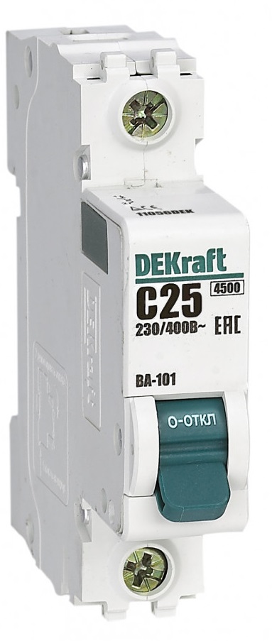 Автоматический выключатель ВА-101 C25/1 4.5кА Dekraft
