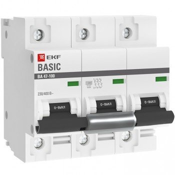 Автомат ВА 47-100 3P 125A (C) 10кА 400В Basic