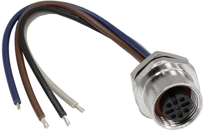 Разъем цилиндрический гнездо 4 pin 12-4F-HMZ12-10CM (4A, М12х1,5 IP 67)