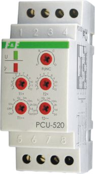 Реле времени цикличное PCU-520 (2х5А, выдерж.врем. 0,1с-24ч.) F&F