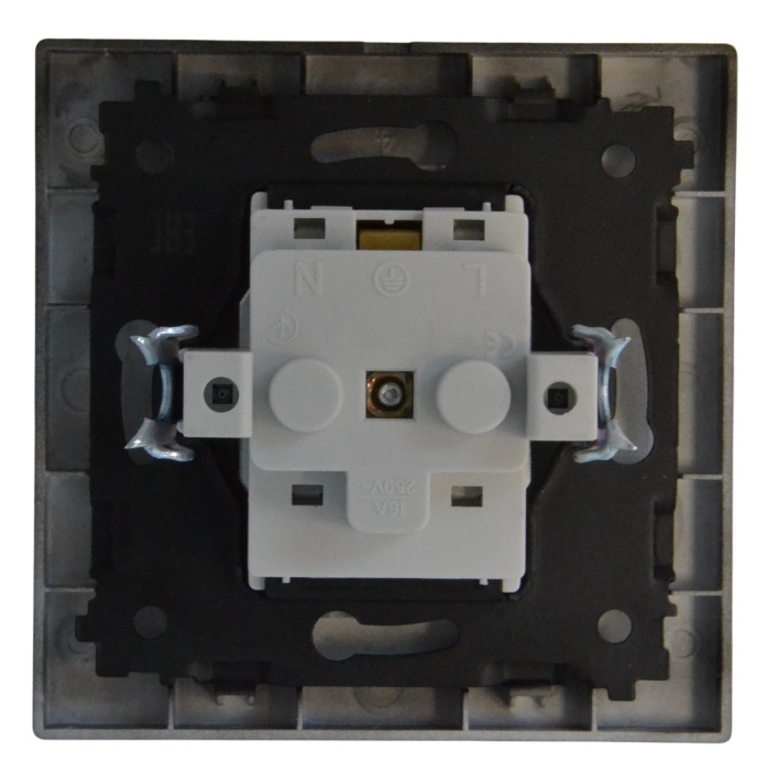 Розетка 1-я с крышкой с/з чёрная SD-P1013B "Standard" AWSproducts