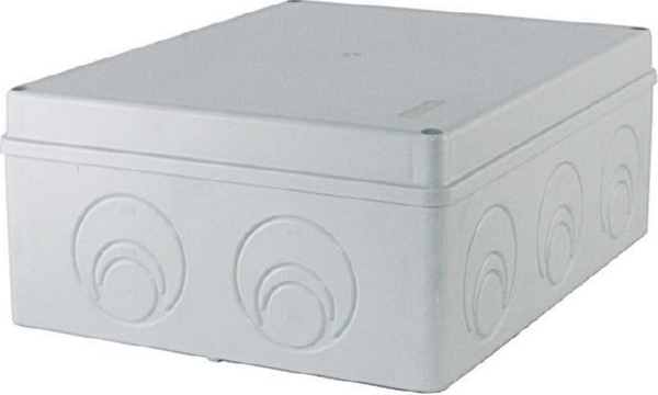 Коробка КМ41271 (серая) распаячная для о/п 240х195х90 мм IP44 (кабельные вводы 5шт) ИЭК