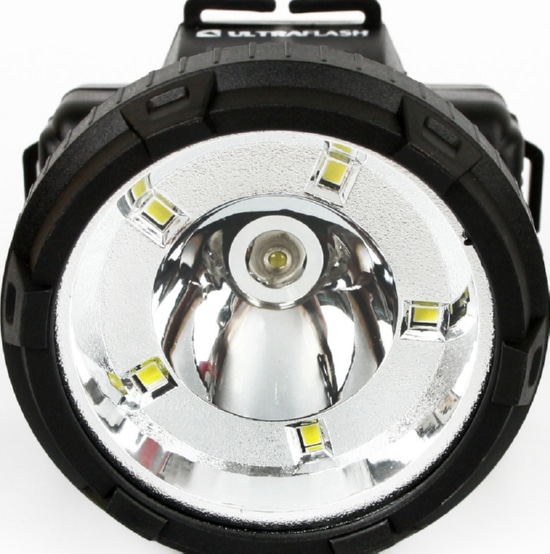 Фонарь Ultraflash LED5367 (налобн аккум 220В, черный, 1,2 Вт LED+5SMD, 2 реж, пласт, бокс)