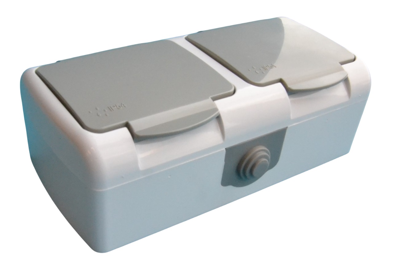 Розетка ОУ 2-я с/з IP54 SD-V1004WG AWSPRODUCTS