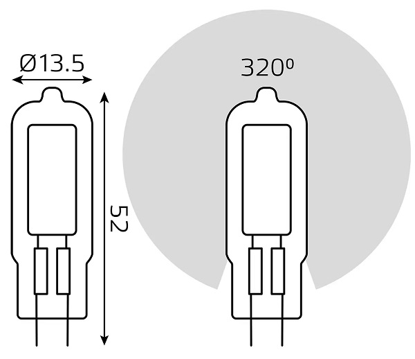 Лампа Gauss LED G4 AC220-240V 5.5W 480lm 3000K Glass 1/10/200