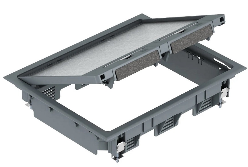 Лючок напольный GES6 универсальный, прямоугольный, 9xModul45, серый GES6 U9T 7011