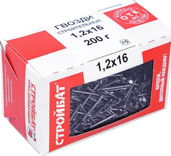 Гвозди 1,2*16 строительные ЧЕРН. (200 гр.) (Стройбат), уп