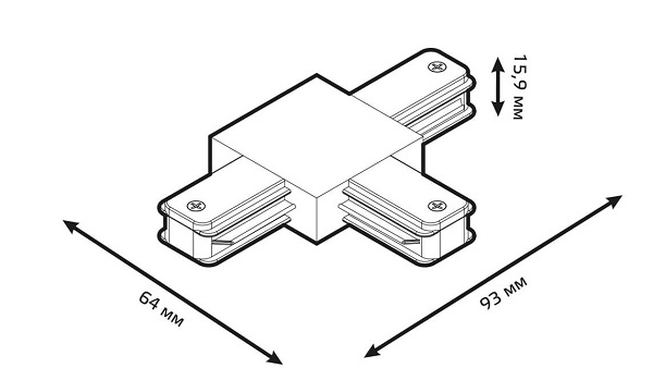 Коннектор Gauss для трековых шинопроводов (T) черный 1/50