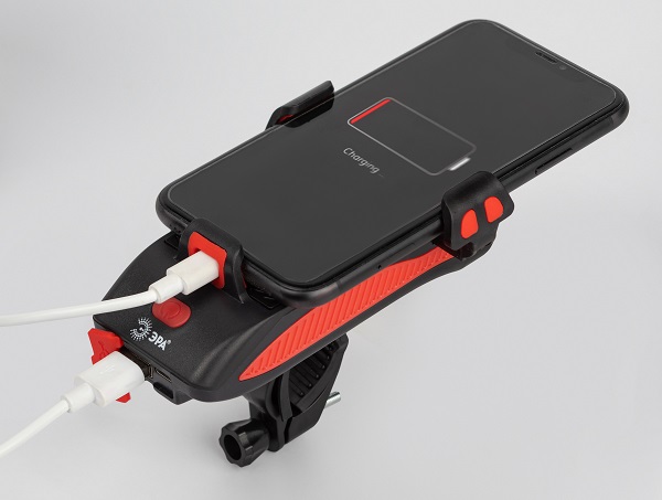 Велосипедный фонарь светодиодный ЭРА VA-802 аккумуляторный powerbank сигнал держатель для телефона 5