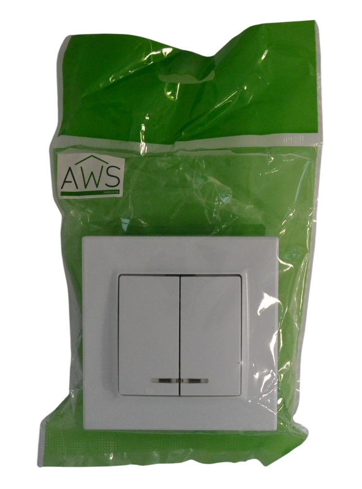 Выключатель 2-кл. с подсветкой белый SD-P1006W "Standard" AWSproducts