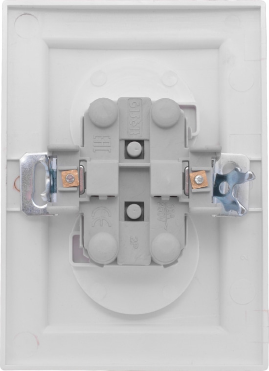 Розетка 2-я б/з со шторками Белый Минск EKF