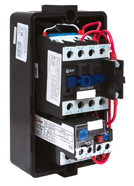 Пускатель в корпусе КМЭ 25А 230В с РТЭ Ir-17-25А и индик. IP65 EKF (бе