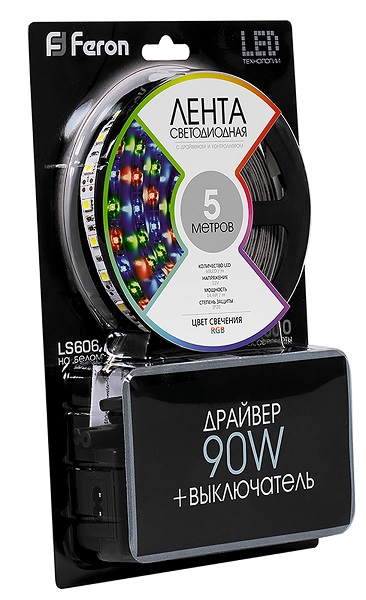 Лента LED 5050 RGB 14,4Вт/м 60LED/м 12В 5м комплект FERON