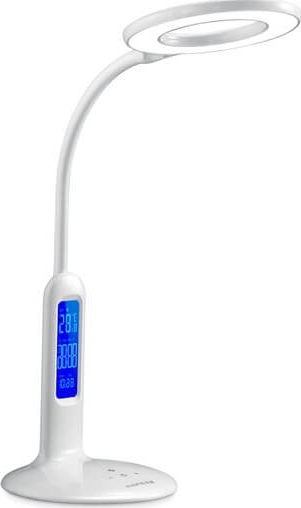 Cветильник настольный, Camelion KD-823  C01  бел.LED (8 Вт,230В, 500лм,сенс, термометр, рег.ярк и цв
