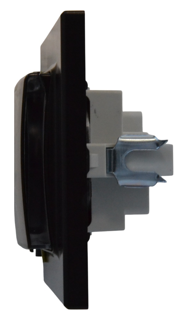 Розетка 1-я с крышкой с/з чёрная SD-P1013B "Standard" AWSproducts